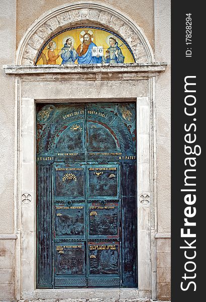A beautiful church gate in Italy