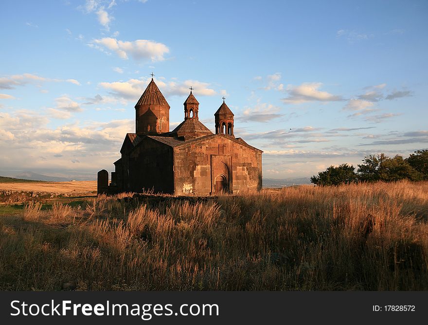 The main temple of the monastery erected by Prince Vache Vachutyan - the Church of Zion in Saghmosavank (1215). The main temple of the monastery erected by Prince Vache Vachutyan - the Church of Zion in Saghmosavank (1215)