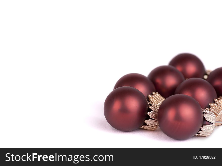 A group of little purple christmas balls,with copyspace