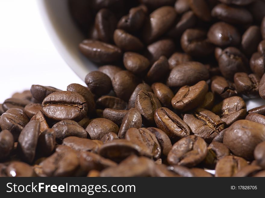 Macro of many coffee beans ,studioshot