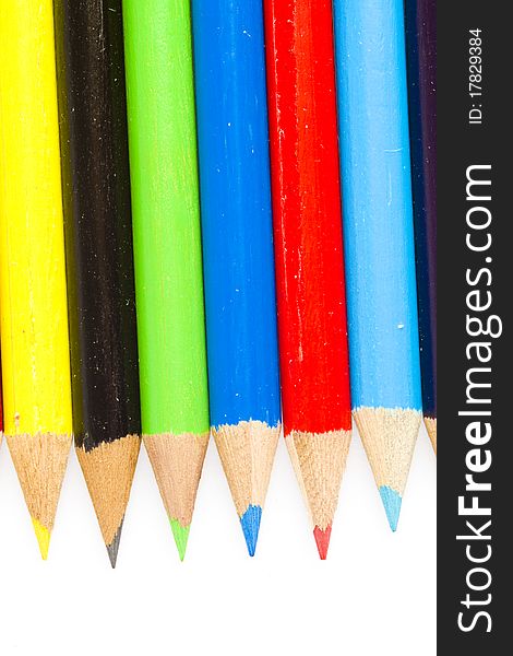 Tips of coloring drawing pencils