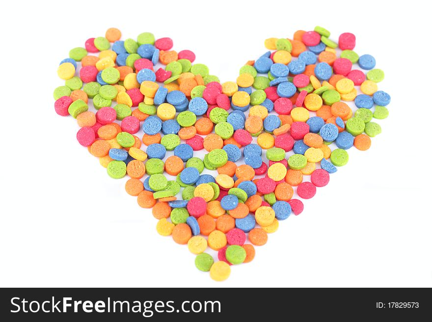 Colorful candy heart for Valentine's Day isolated on white background