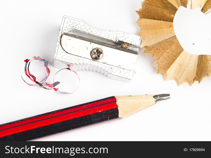 Sharpened Wooden Pencil, Sharpener And Eraser