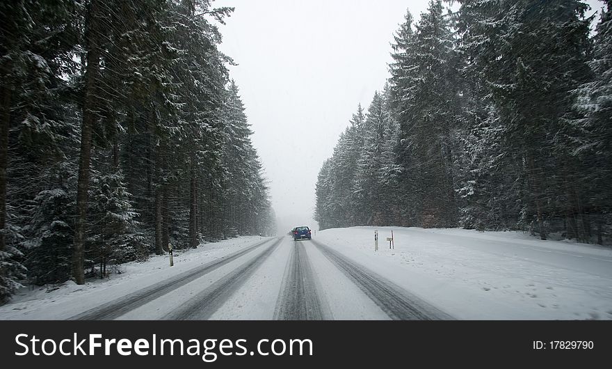 Onset of winter on the streets of the Black Forest. Onset of winter on the streets of the Black Forest