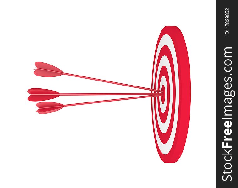 Red And White Target With Three Arrow