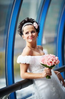 Happy Bride With A Wedding Bouquet Stock Photos Happy Bride With A Wedding Bouquet Stock Photos