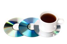 Tea On CD. Stock Photos