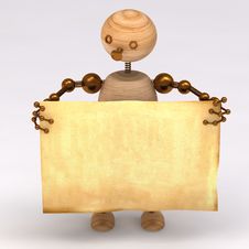 Wood Man Holding A Blank Board Royalty Free Stock Photo Wood Man Holding A Blank Board Royalty Free Stock Photo