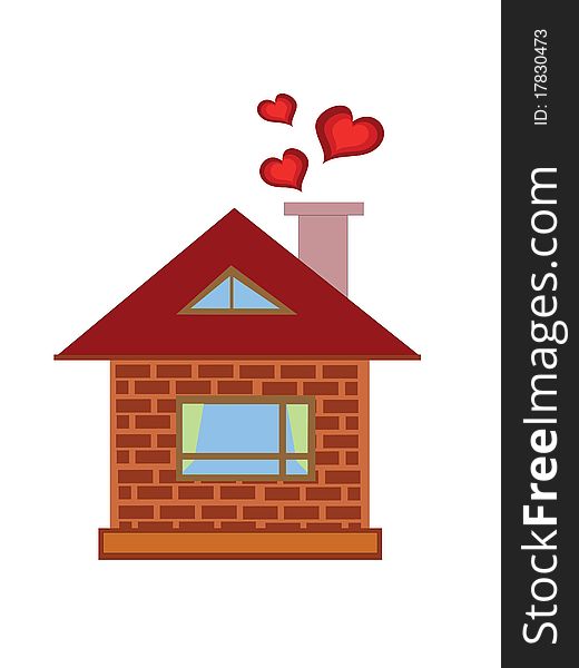 Brick home with hearts ,isolated over white. Brick home with hearts ,isolated over white.