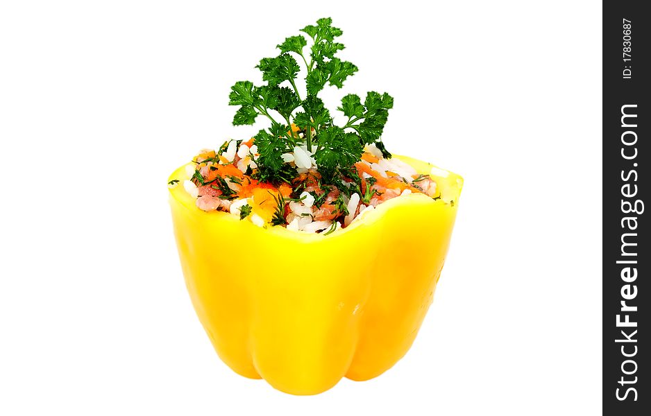 Sweet yellow peppers stuffed with minced meat