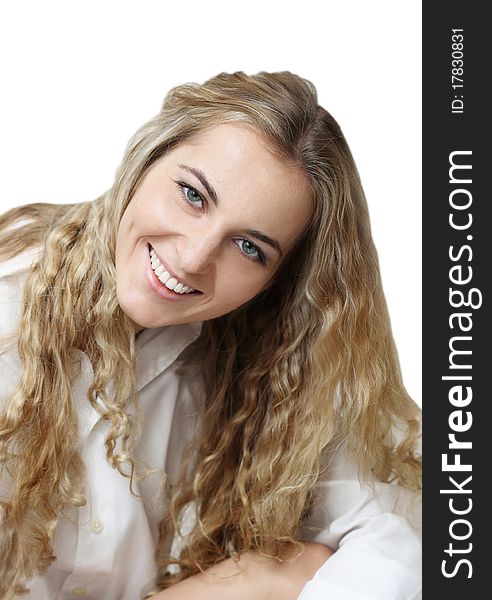 Portrait of the beauty young blond smiling girl. Portrait of the beauty young blond smiling girl