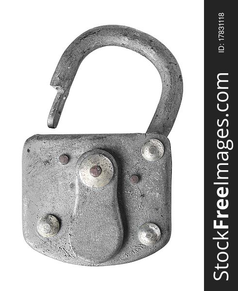 Close up of an old padlock isolated on white background, clipping path. Close up of an old padlock isolated on white background, clipping path.