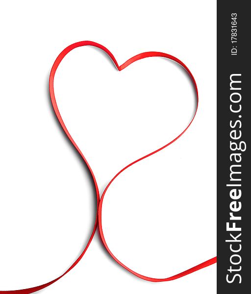 Red heart ribbon bow isolated on white background. Red heart ribbon bow isolated on white background