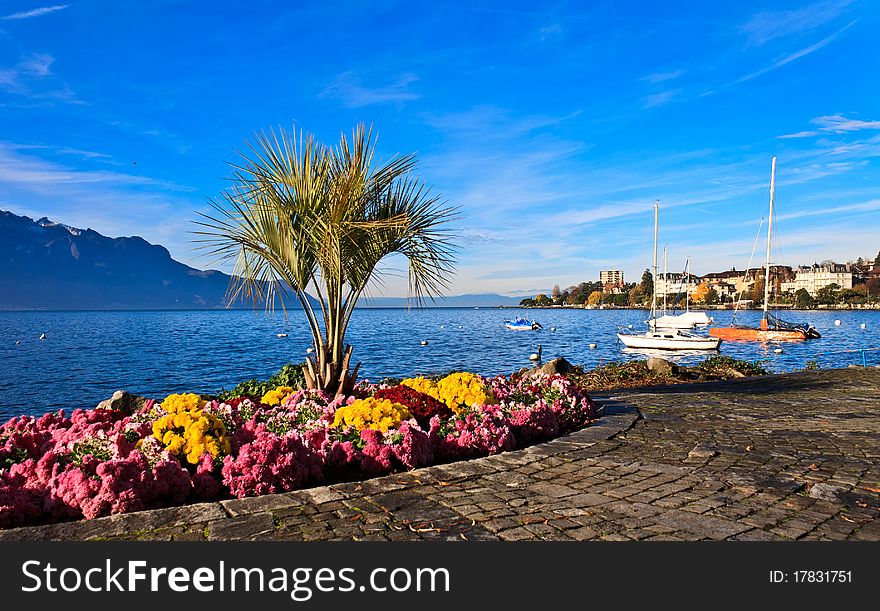 View of Lake Geneva from Montreux, Switzerland. View of Lake Geneva from Montreux, Switzerland