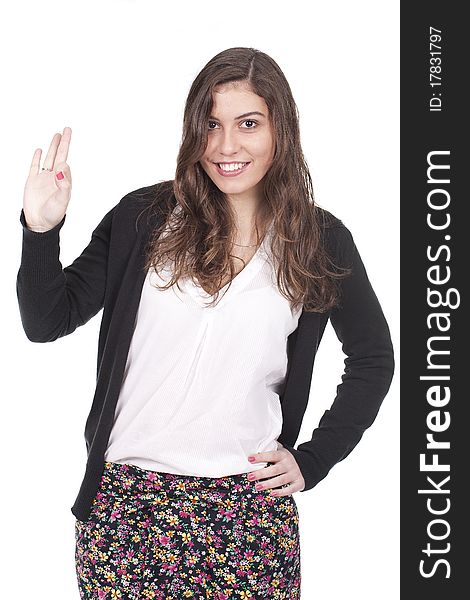 Young and beautiful woman giving ok hand sign