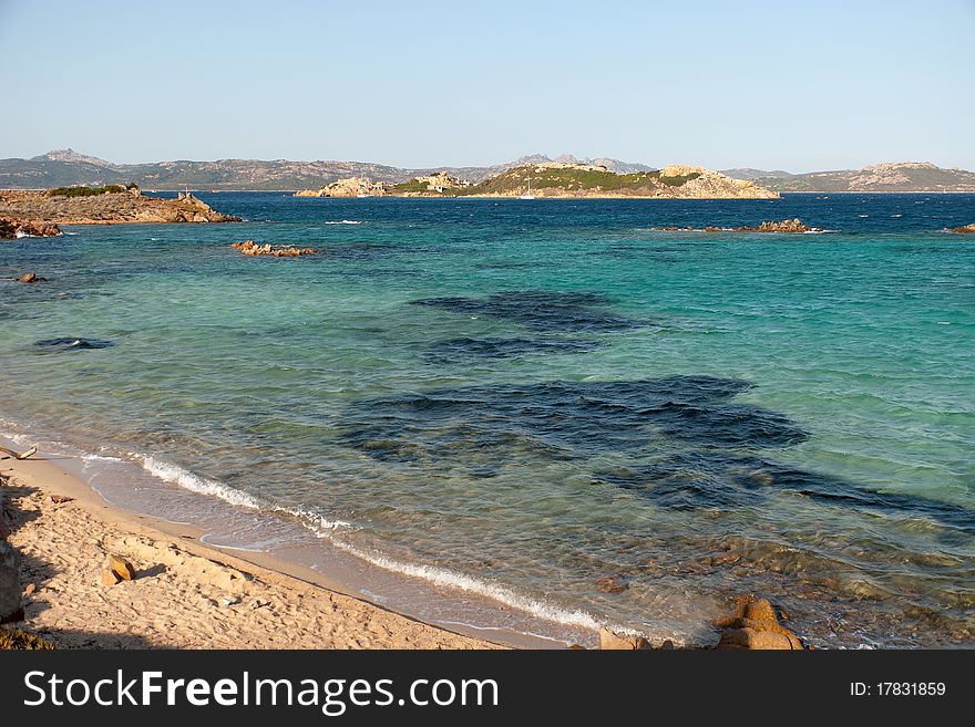 Panorama of a beach to La Maddalena island in Sardinia. Panorama of a beach to La Maddalena island in Sardinia