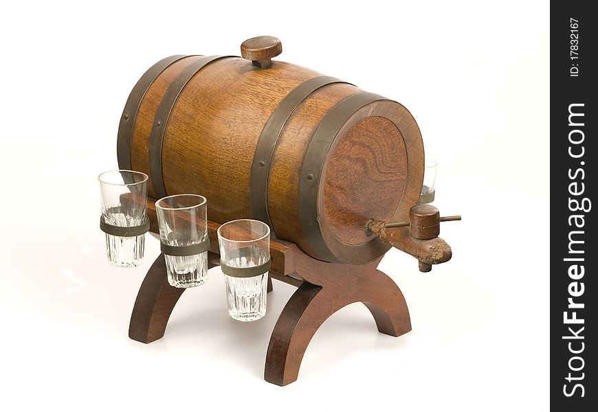 Antique little barrel and glasses