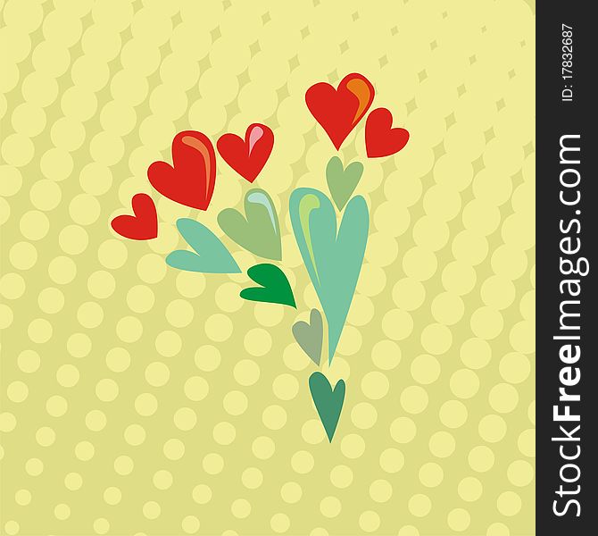 Flowers consist of hearts on green background. Vector illustration. Flowers consist of hearts on green background. Vector illustration