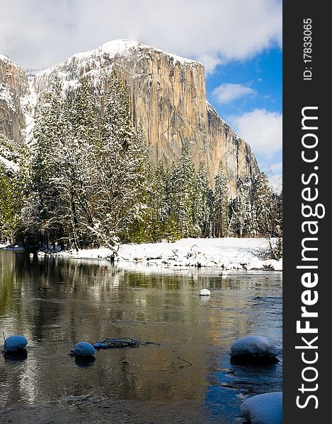 El Capitan in Yosemite National Park in winter