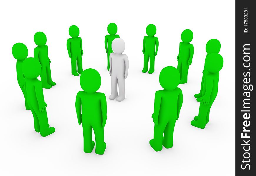 3d human circle green white business group team