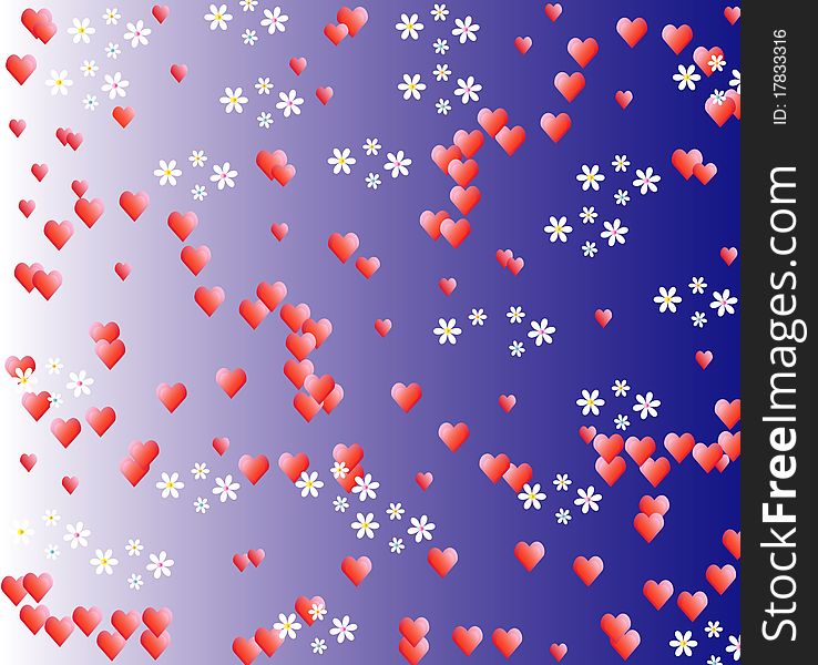 Background filled with hearts and daisies,vector,jpg. Background filled with hearts and daisies,vector,jpg