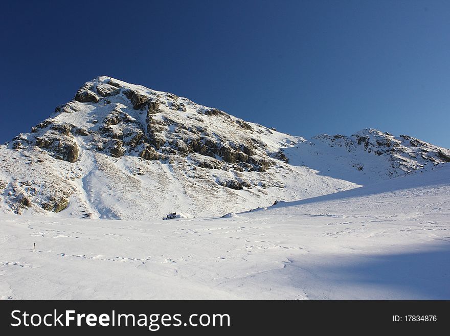 View a Central Balkan during the snowy winter. View a Central Balkan during the snowy winter