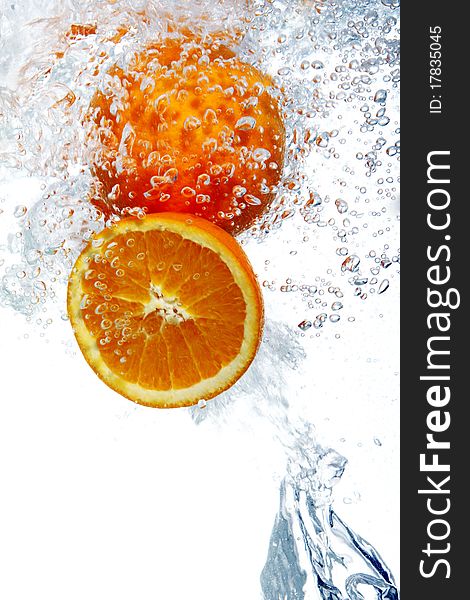 Oranges Dropped Into Water