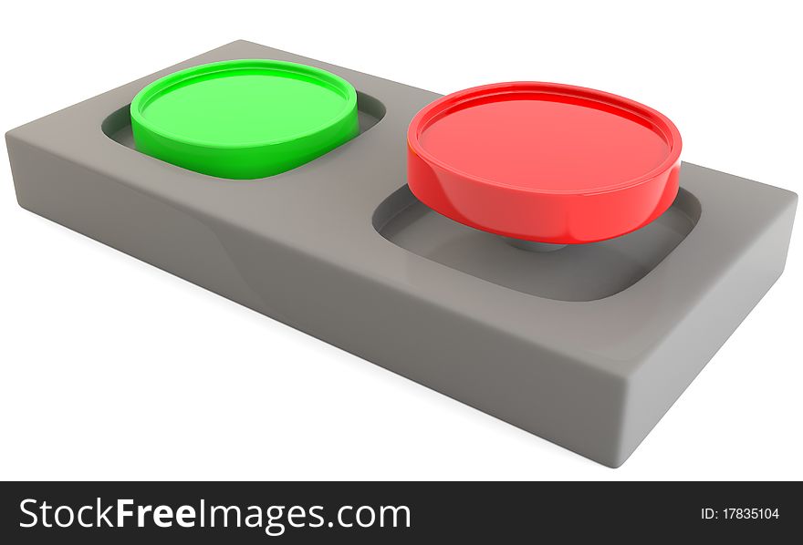 Red and white buttons isolated on white background