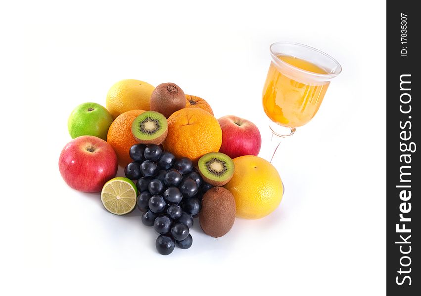 Diverse fresh fruits, isolated on white background