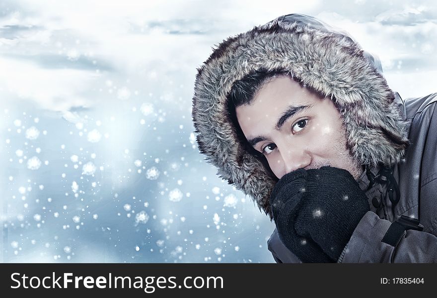 Young men in warmly clothing