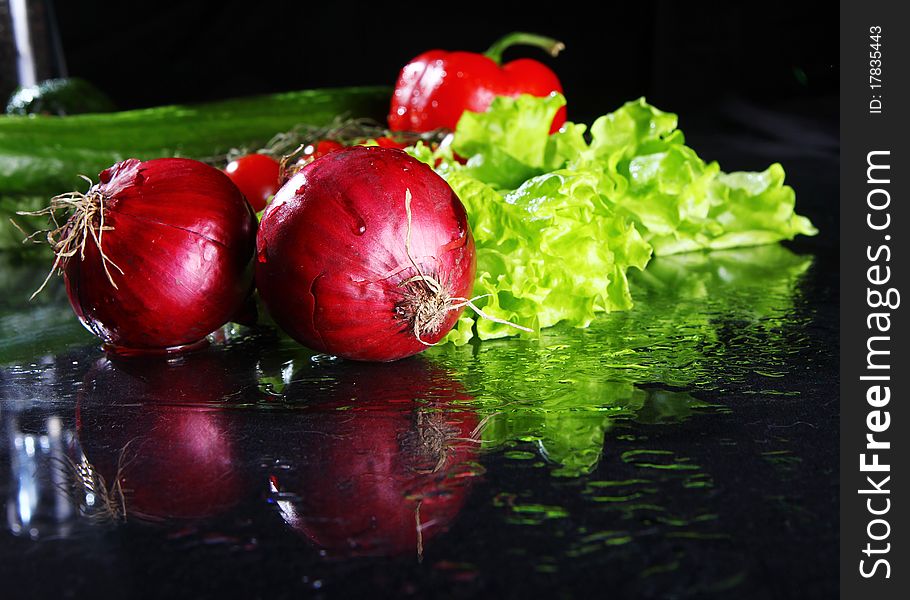 Fresh and wet colorful vegetables. Fresh and wet colorful vegetables