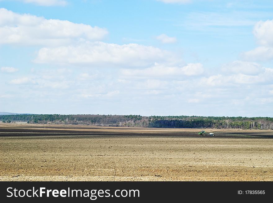 Tractor in a field agricultural