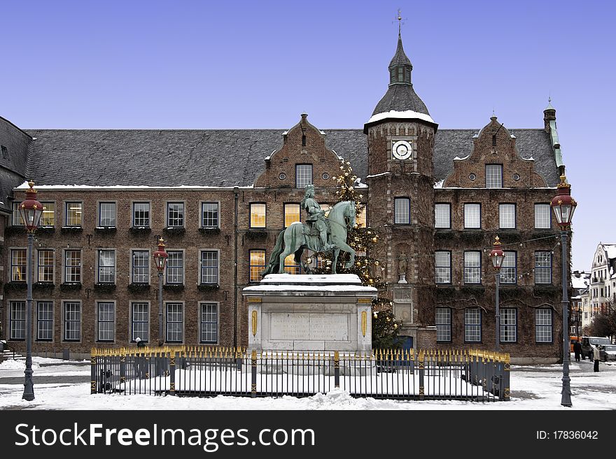 DÃ¼sseldorf Town Hall in the winter time in germany