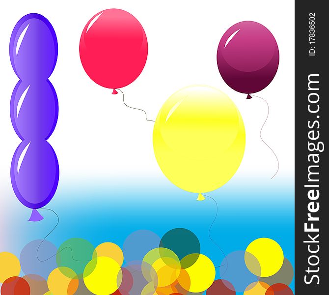 Multi-coloured balloons. A  background