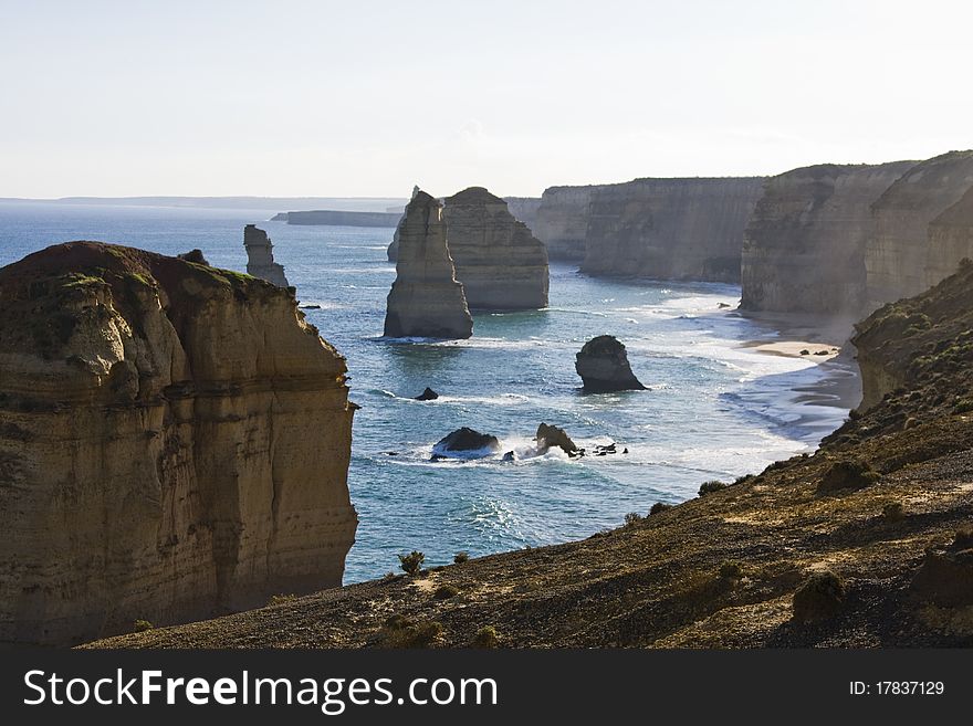 Picture taken at The Twelve Apostles, Victoria Australia. The Twelve Apostles is a collection of eight miocene limestone rock stacks jutting from the water in Port Campbell National Park, between Princetown and Peterborough on the Great Ocean Road.