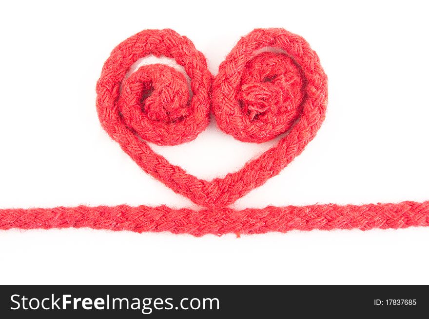 Red rope heart isolated