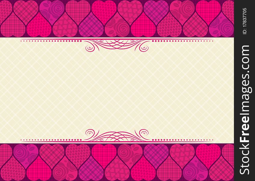 Valentine background with hearts,   illustration