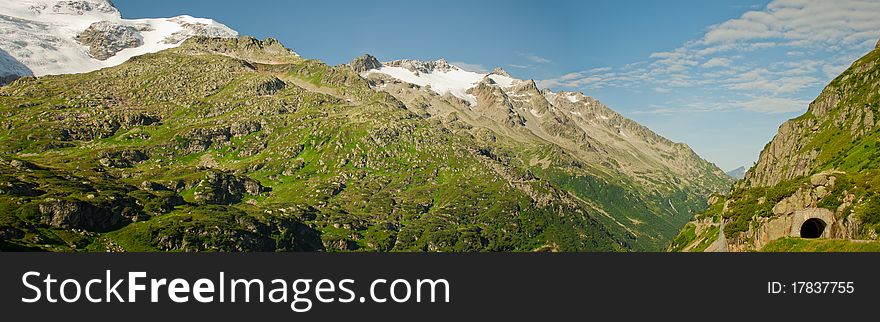 View on green mountains on summer, Switzerland. View on green mountains on summer, Switzerland