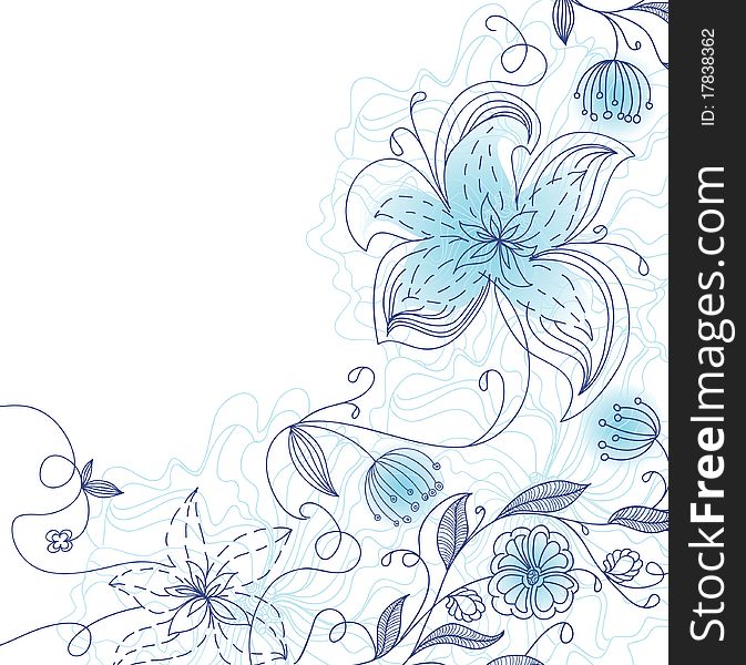 Floral pattern blue,  illustration