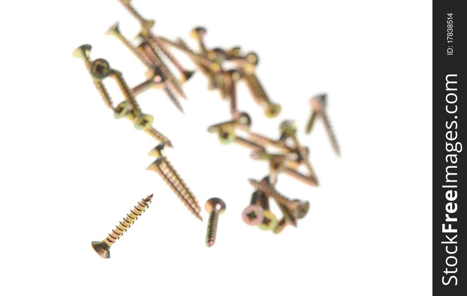 Metal screws isolated on white background