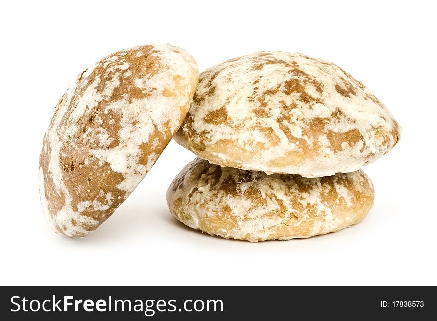 Stack of sweet cookies isolated on white background