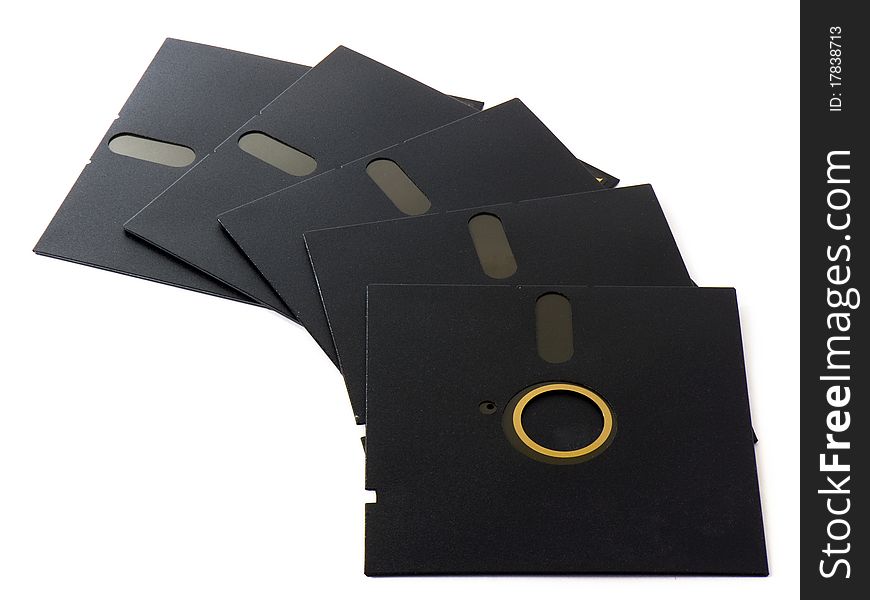 Old floppy disks isolated on white background