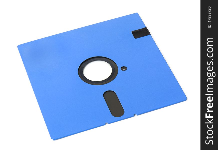 Old blue floppy disk isolated on white background. Old blue floppy disk isolated on white background