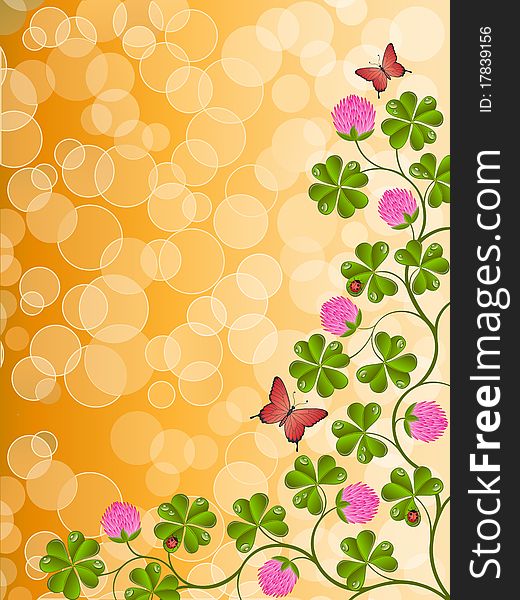 Floral background with a clover. Vector illustration.