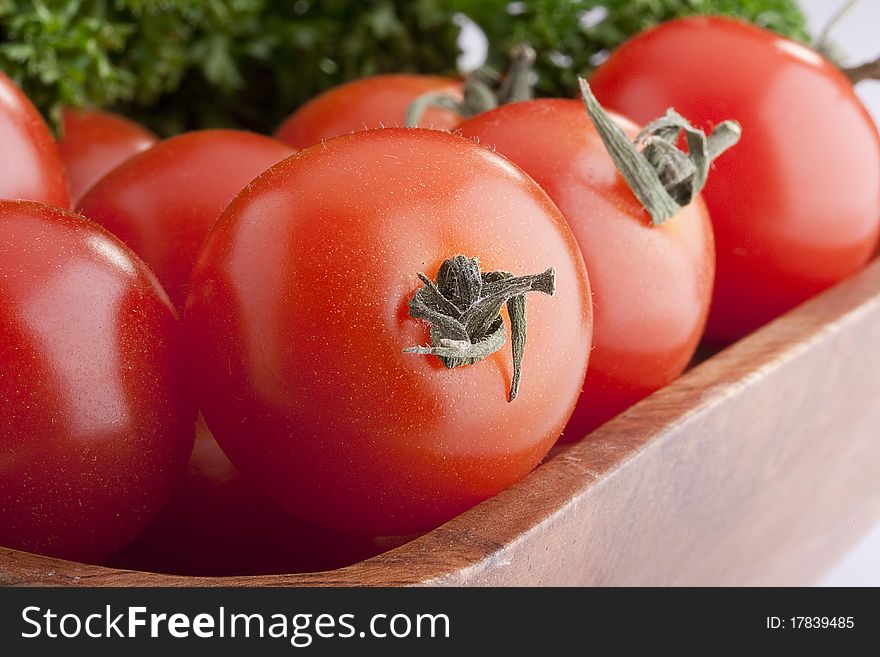 Small red tomatoes for cooking various delicacies and decorations.
