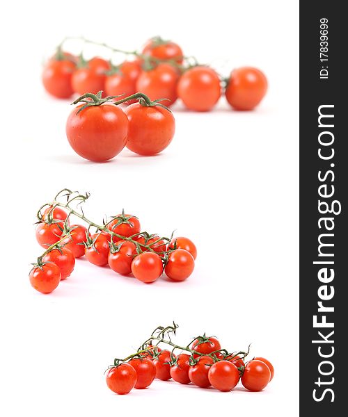 Mini tomatoes on white background