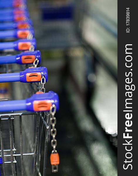 Empty supermatket trolleys (shallow DOF)