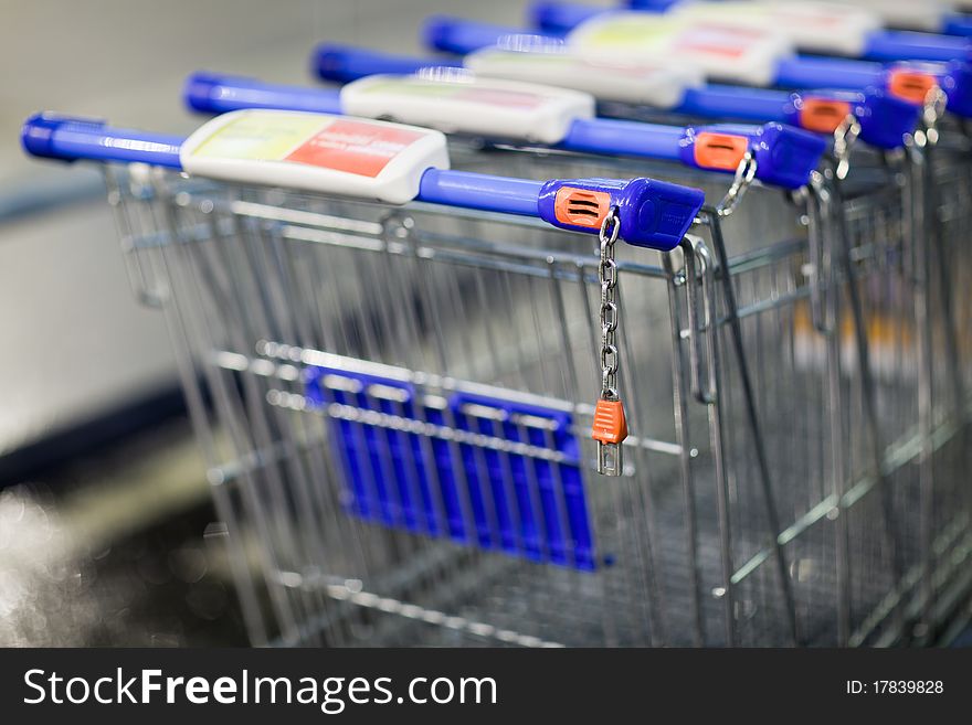 Empty supermatket trolleys (shallow DOF)