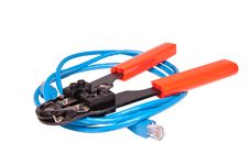 Network Crimp Tool With Network Ethernet Cable Stock Photo Network Crimp Tool With Network Ethernet Cable Stock Photo