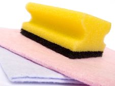 Wiping Cloth And Sponge Stock Photos